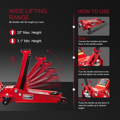 ZARECI™ Ultra-Low Profile 3-Ton Floor Jack