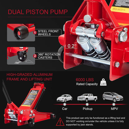 ZARECI™ Ultra-Low Profile 3-Ton Floor Jack
