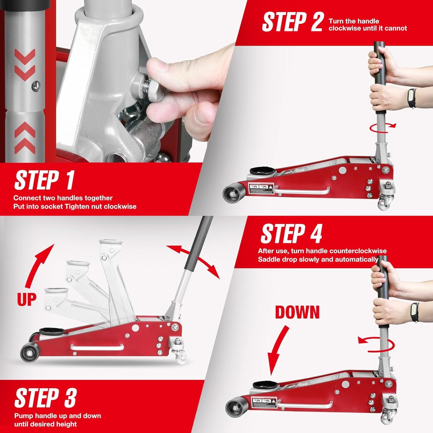 ZARECI™ 3-Ton Ultra-Low Profile Hydraulic Floor Jack