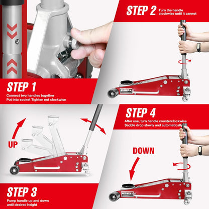 ZARECI™ 3-Ton Ultra-Low Profile Hydraulic Floor Jack